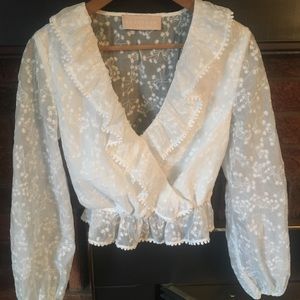 Keepsake white ruffle blouse sz small
